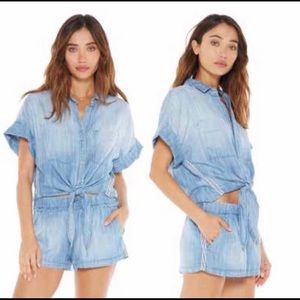 NWT Bella Dahl Stripe Capsleeve Tie Up